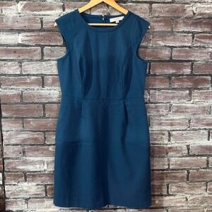 LOFT Dress Women 8 Teal Sheath Sleeveless Career Office Work